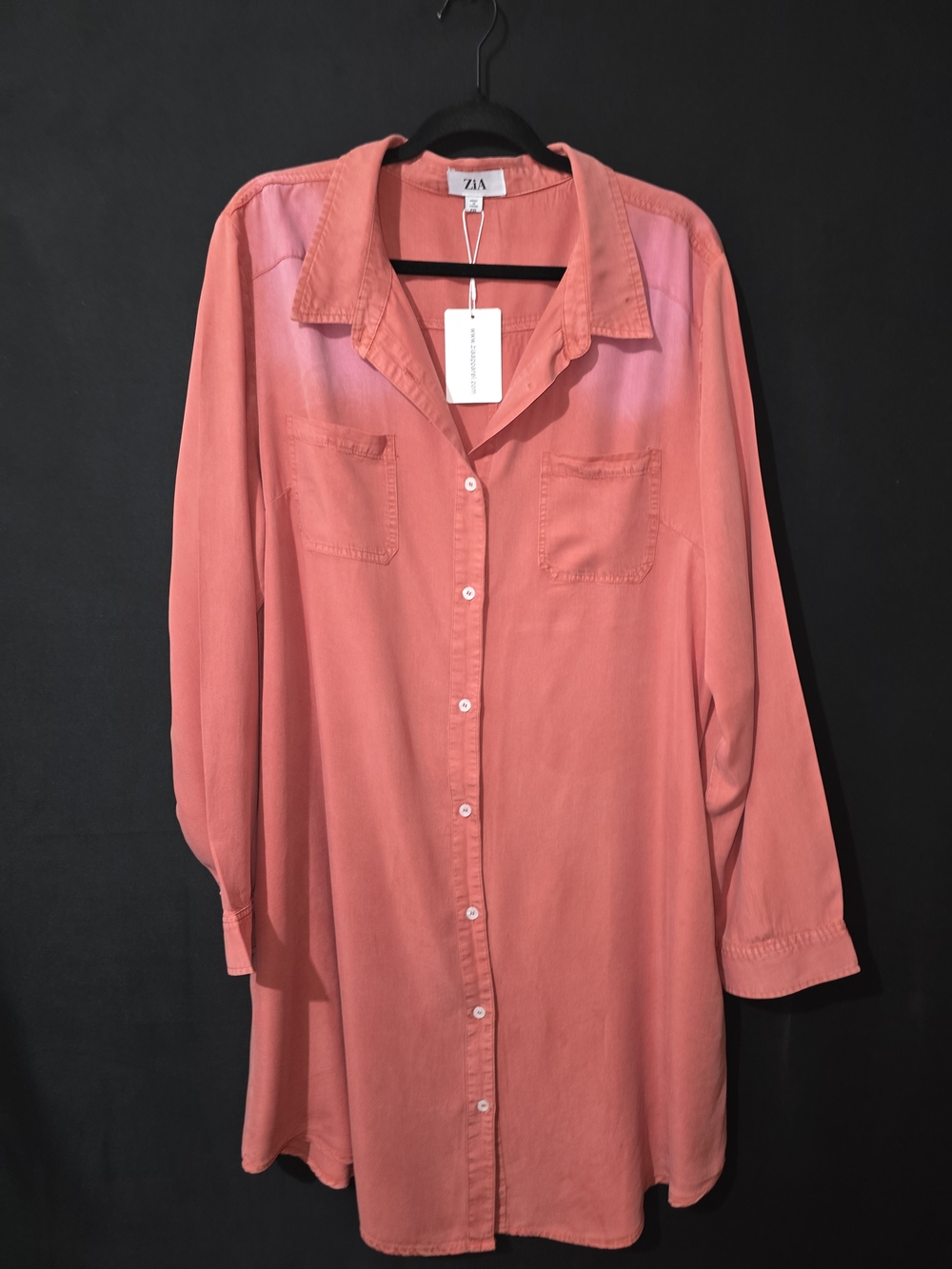 ZIA Coral Button-Front Midi Shirt Dress